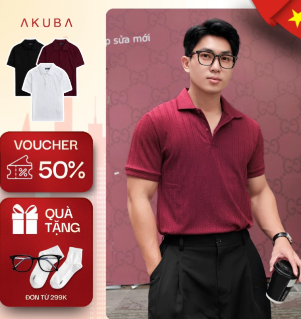 Áo Thun Polo Nam AKUBA Slimfit Cổ Bẻ, Vải Cotton Thoáng Mát, Áo Polo Nam Cao Cấp | EC01HE1425